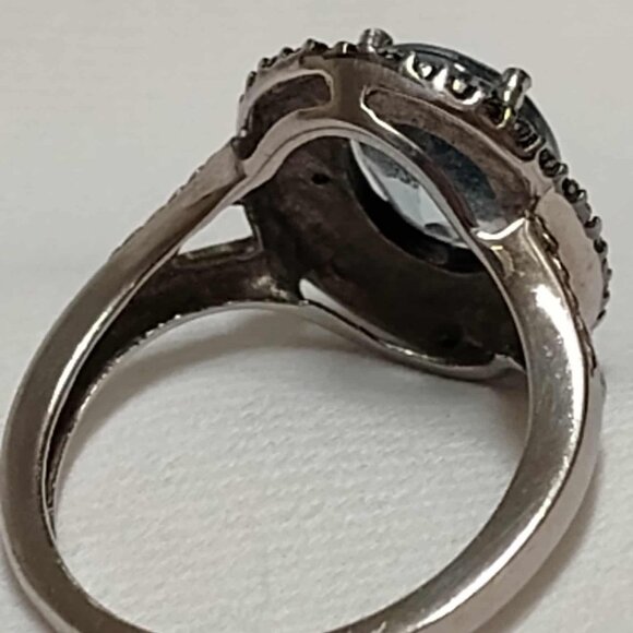 3.10ct Blue Topaz w/ .01ctw Round Black Diamond Accent Rhodium over Silver ring - Picture 8 of 13
